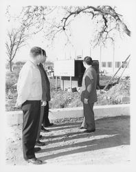 Hugh Codding and three unidentified men at the Pepsi Cola Bottling Plant being built by Codding Enterprises, Santa Rosa, California, 1959 (Digital Object)