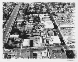 Aerial view of A Street looking north toward St. Rose School, Santa Rosa, California, 1954 (Digital Object)
