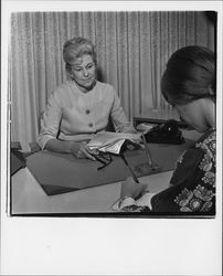 Louise Ederle, owner of the Burbank Business College, Santa Rosa, California, July 11, 1966 (Digital Object)