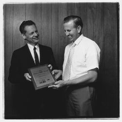Award being presented at National Controls, Santa Rosa, California, 1971 (Digital Object)