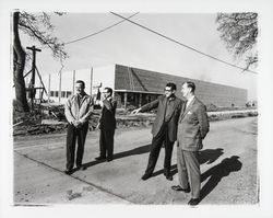 Hugh Codding and other men in front of the new Pepsi-Cola bottling plant on Coffey Lane, Santa Rosa, California, 1959 (Digital Object)