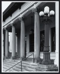 Cast iron lights and stone columns at portice of Post Office, Santa Rosa, California, Nov. 10, 1977 (Digital Object)