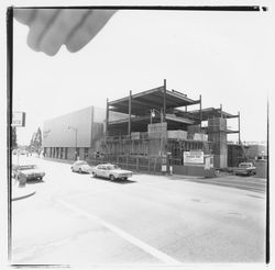 Girders, concrete forms and construction sign for the new Exchange Bank building, 550 Fifth Street, Santa Rosa, California, 1971 (Digital Object)