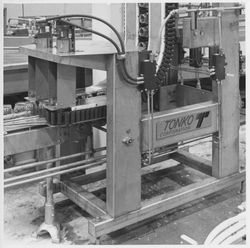 Jar transport machine in the Sebastopol Apple Growers Cooperative plant, Sebastopol, California, 1980 (Digital Object)