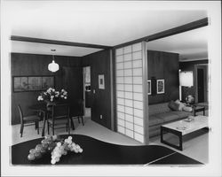 Dining room and living room of an oriental style home, Sonoma County, California, 1960 (Digital Object)