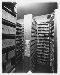 Parts cabinets at M. L. Bruner Company, Santa Rosa, California, 1964 (Digital Object)