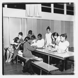 Girls at Doyle Park School learning to crochet, Santa Rosa, California, 1972 (Digital Object)