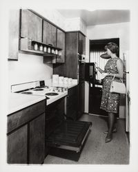 Kitchen of a Young America model home at Oak Lake Green subdivision, Petaluma, California, 1964 (Digital Object)