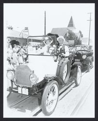 Glen and Betty Gulick in their 1915 Ford at the Gala Day Parade, Sebastopol , California, 1959 (Digital Object)