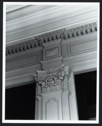 Detail of ornamental plaster work at pilaster in lobby of Post Office, Santa Rosa, California, Nov. 10, 1977 (Digital Object)