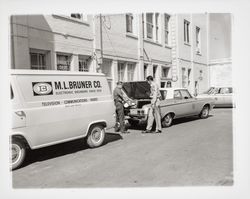 Bruner&#39;s truck at the police station, Santa Rosa, California, 1964 (Digital Object)