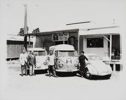 Cars and staff of the Petaluma Products Co., Petaluma, California, 1960 (Digital Object)