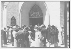 Leaving church after Sunday services, Petaluma, California, 1938 (Digital Object)