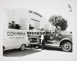 Bruner Company truck at the Fire Department headquarters, Santa Rosa, California, 1964 (Digital Object)