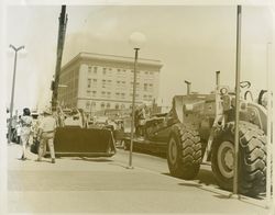 Construction equipment in Courthouse Square, Santa Rosa , California, 1968 (Digital Object)