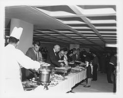Buffet lunch at the dedication of parking garage at Third and D Streets, Santa Rosa, California, 1964 (Digital Object)