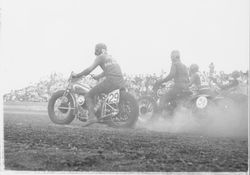 Motorcycle racing at Di Grazia Motordrome, Santa Rosa, California, 1939 (Digital Object)