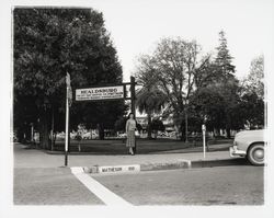 Donna McCann in Healdsburg Plaza, Healdsburg, California, 1959 (Digital Object)