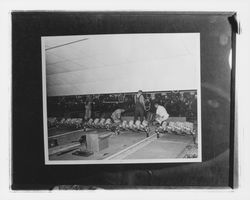 Pin setting equipment at Holiday Bowl, Santa Rosa, California, 1959 (Digital Object)