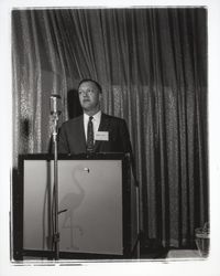 Charles Cox at the podium, Santa Rosa, California, 1960 (Digital Object)