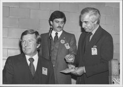 Ralph Barkey, David Viviani and Peter Diamandopoulos at Sonoma Cheese Factory, Sonoma, California, 1985 (Digital Object)