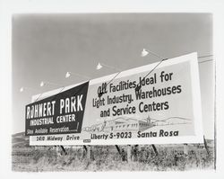 Sign advertising Rohnert Park Industrial Center, Rohnert Park, California, 1958 (Digital Object)