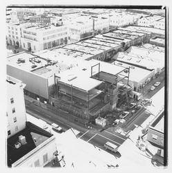 Aerial view of the partially completed Exchange Bank building, 550 Fifth Street, Santa Rosa, California, 1971 (Digital Object)