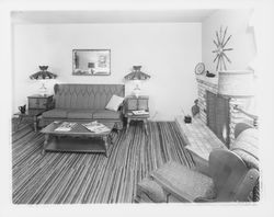 Living rooms in model homes on Allison Drive, Rohnert Park, California, 1958 (Digital Object)