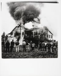 Sonoma Fire Department at a burning house, Sonoma, California, 1952 (Digital Object)