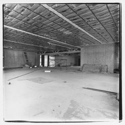 Interior of the new Exchange Bank building with ceiling insulation, 550 Fifth Street, Santa Rosa, California, 1971 (Digital Object)