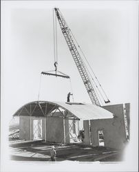 Todd Construction and Taylor Roofing erecting a building, Rohnert Park, California, 1958 (Digital Object)