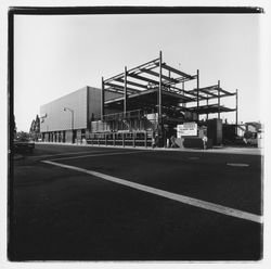 Girders and construction sign for the new Exchange Bank building, 550 Fourth Street, Santa Rosa, California, 1971 (Digital Object)