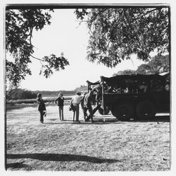 Passengers getting off National Guard trucks at Annadel, Santa Rosa, California, 1971 (Digital Object)