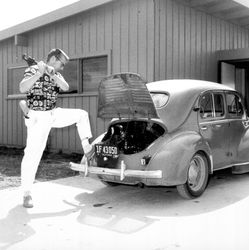 John LeBaron with Rio Renault, Santa Rosa, California, about 1954 (Digital Object)