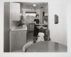 Kitchens of model homes on Allison Drive, Rohnert Park, California, 1958 (Digital Object)