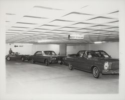 Cars on the ramp of the 3rd &amp; D Street parking garage, Santa Rosa, California, 1964 (Digital Object)