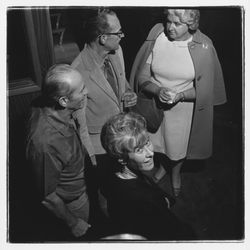 Four attendees at the Zumwalt Chrysler-Plymouth Center Open House, Santa Rosa, California, 1971 (Digital Object)
