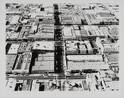 Aerial view of B Street from 3rd to Ross Streets and surrounding area, Santa Rosa, California, 1954 (Digital Object)