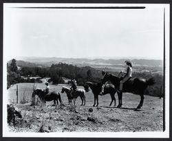 Horseback riding near Palomino Road at Palomino Lakes, Cloverdale, California, 1961 (Digital Object)