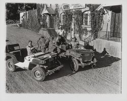 Willys jeeps at Korbel Champagne Cellars, Guerneville, California, 1958 (Digital Object)