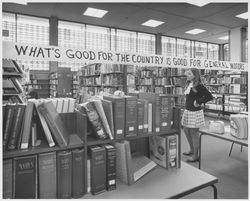 Earth Day banner at the Santa Rosa-Sonoma County Free Public Library, Santa Rosa, California, April 22, 1970 (Digital Object)