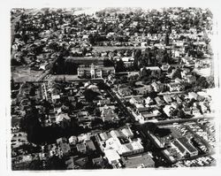 Aerial view of A Street looking north toward St. Rose School, Santa Rosa, California, 1954 (Digital Object)