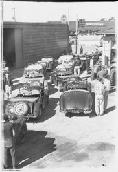 Automobile rally in Montgomery Village, Santa Rosa, California, Feb. 15, 1953 (Digital Object)